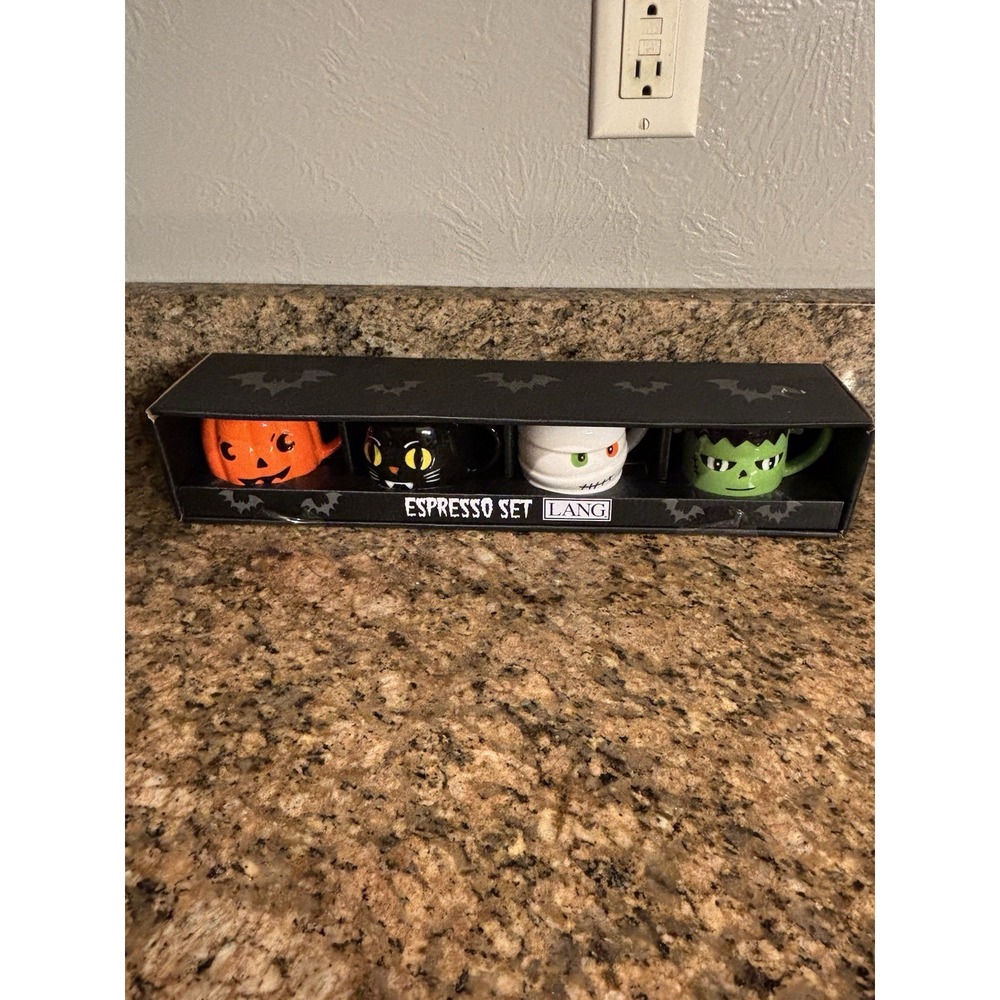 Lang Halloween Espresso Set (4 mugs - pumpkin, cat, mummy, frankenstein)